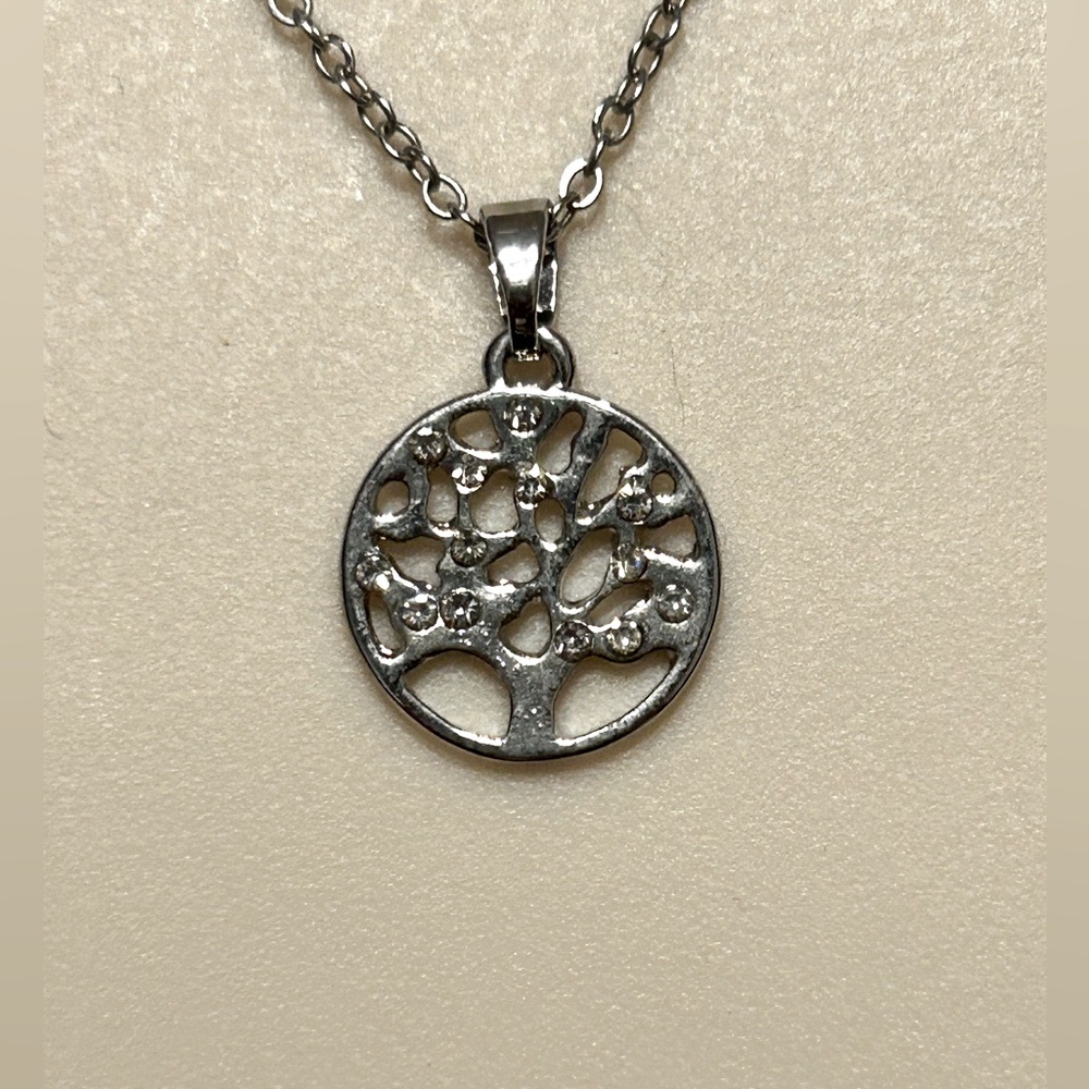 Time & True Silver Tree necklace With Rhinestones - Picture 2 of 3